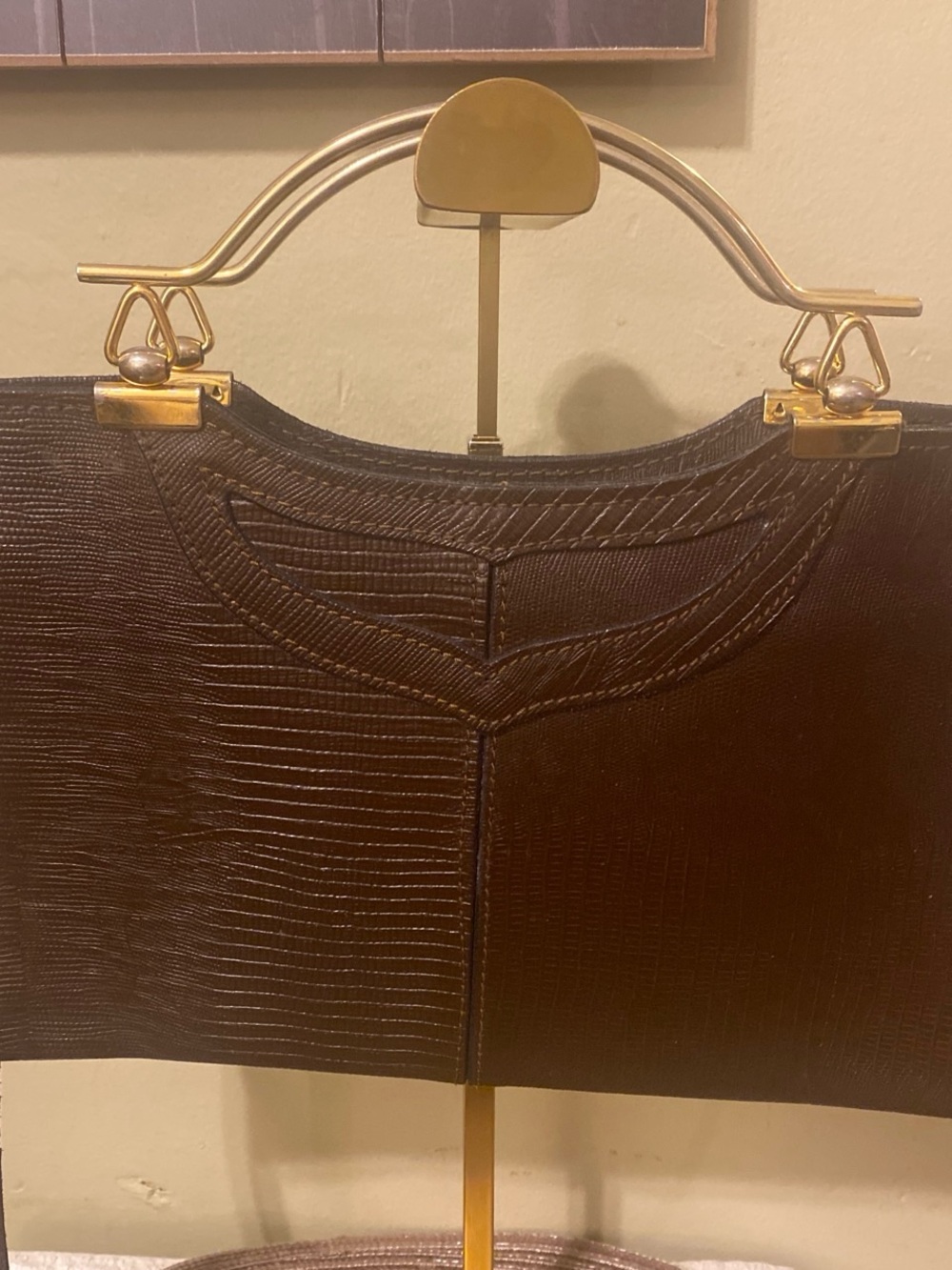 Sonoma Black Textured Clutch with Gold Handle Accents